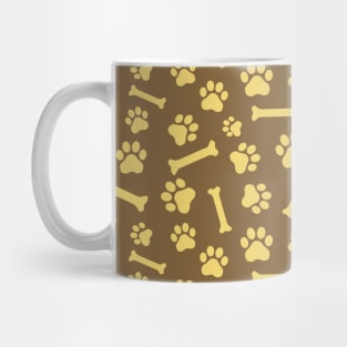 Pet - Cat or Dog Paw Footprint and Bone Pattern in Brown Tones Mug